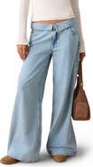 MANGO TEEN Foldover Low Rise Wide Leg Jeans