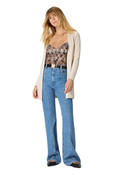 Chevron Pattern Belted Cardigan