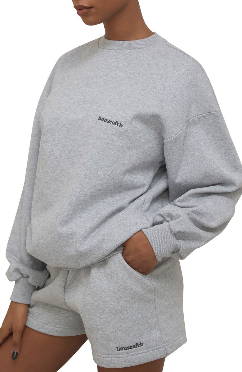 HOUSE OF CB Tommy Logo Cotton Sweatshirt, Alternate, color, Grey