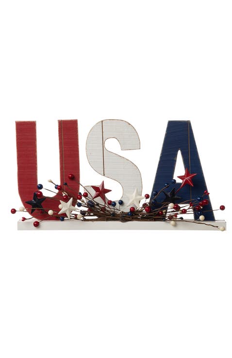 18"L USA Wooden Table Decor