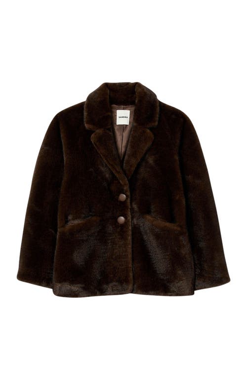 Sandro Faux Fur Coat Jacket In Brown