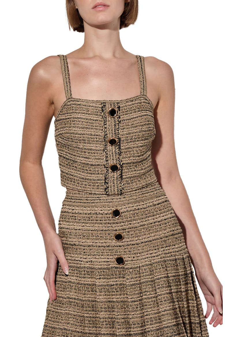 Metallic Tweed Crop Top, Main, color, GOLD/BLACK