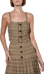 Ming Wang Metallic Tweed Crop Top
