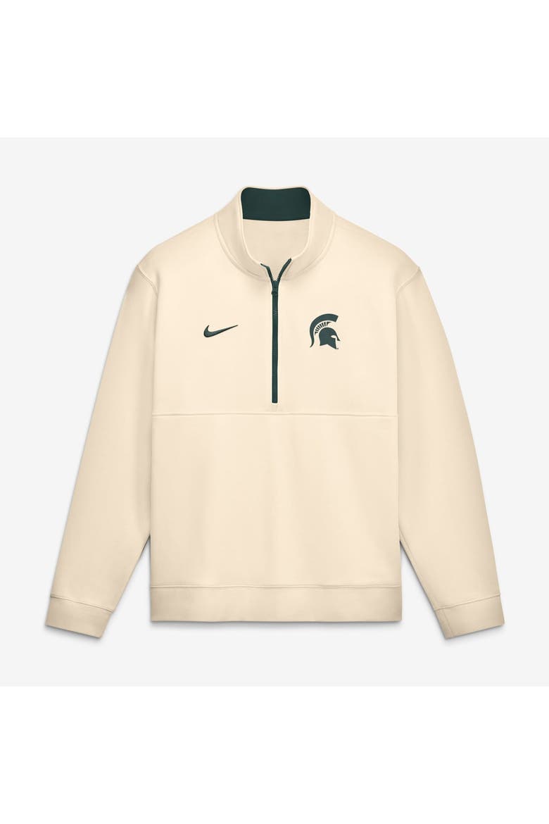 Men's Nike Cream Michigan State Spartans Primetime Club Fleece Half-Zip Pullover, Main, color, Cream