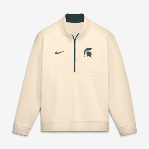 Men's Nike Cream Michigan State Spartans Primetime Club Fleece Half-Zip Pullover