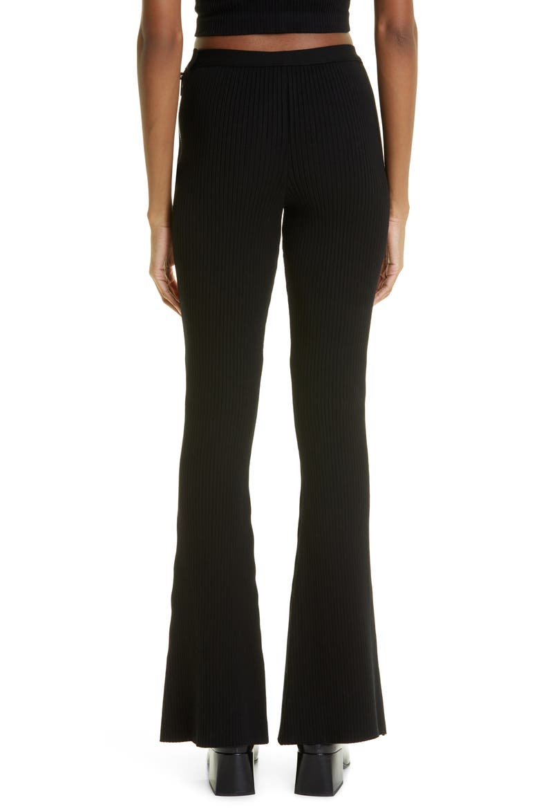 Rib Knit Flare Pants, Alternate, color, BLACK