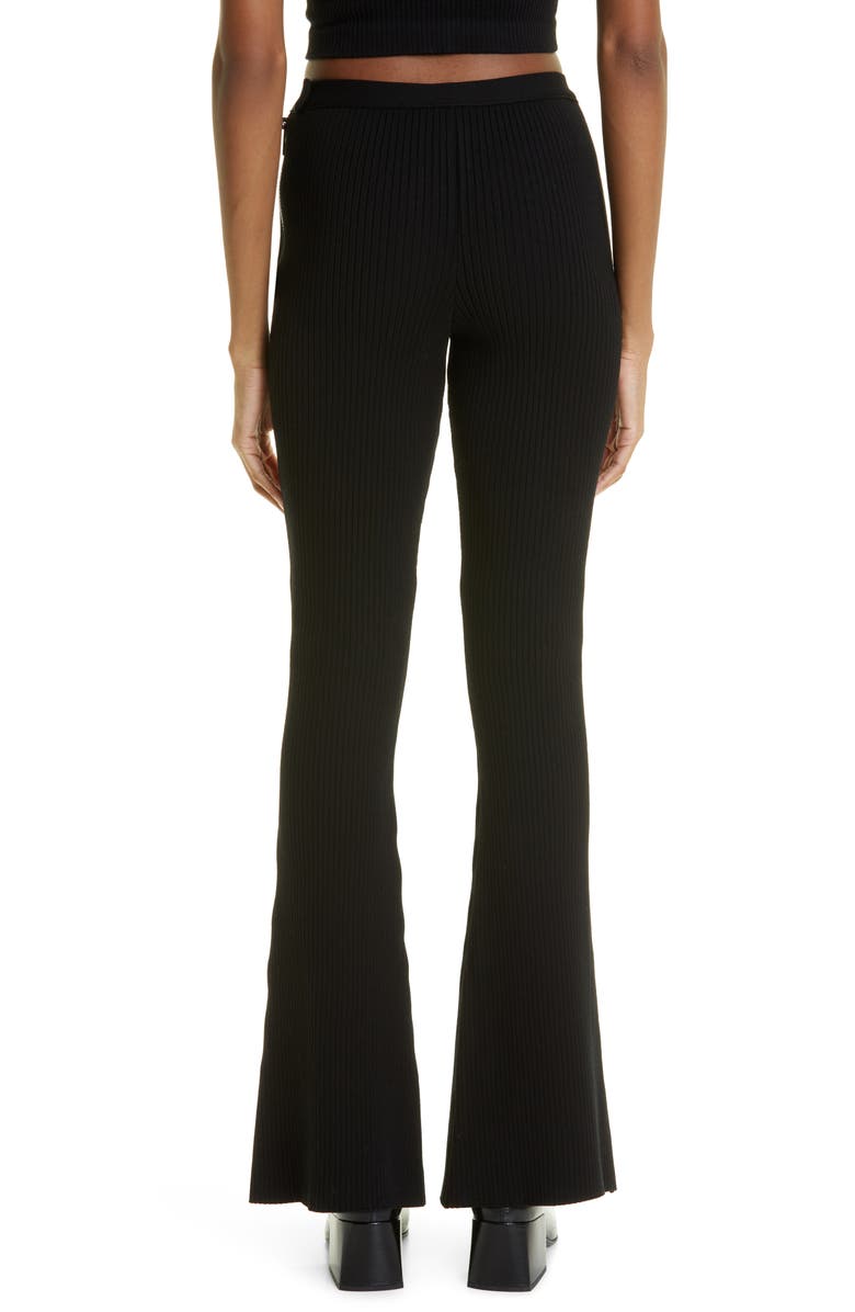 Courrèges Rib Knit Flare Pants, Alternate, color, Black