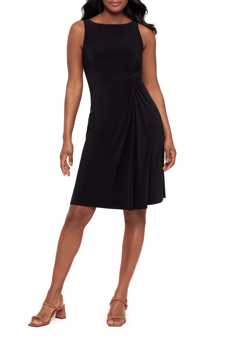 Remi Side Gathered Stretch Jersey Dress, Main, color, BLACK