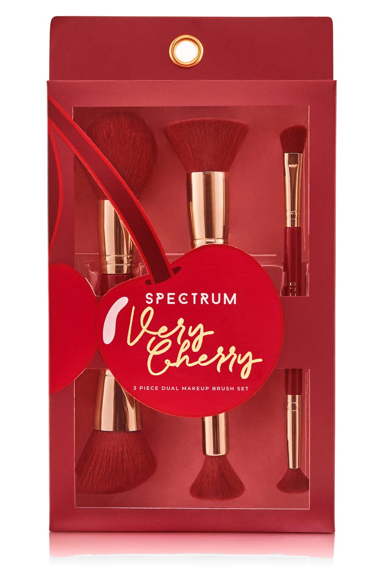 Very Cherry 3-Piece Makeup Brush Gift Set, Alternate, color, RED