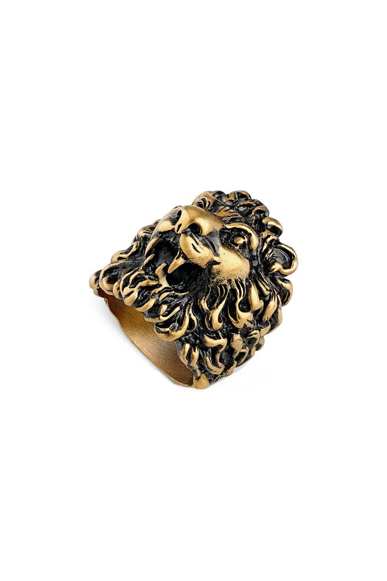 Lion Head Ring, Main, color, GOLD