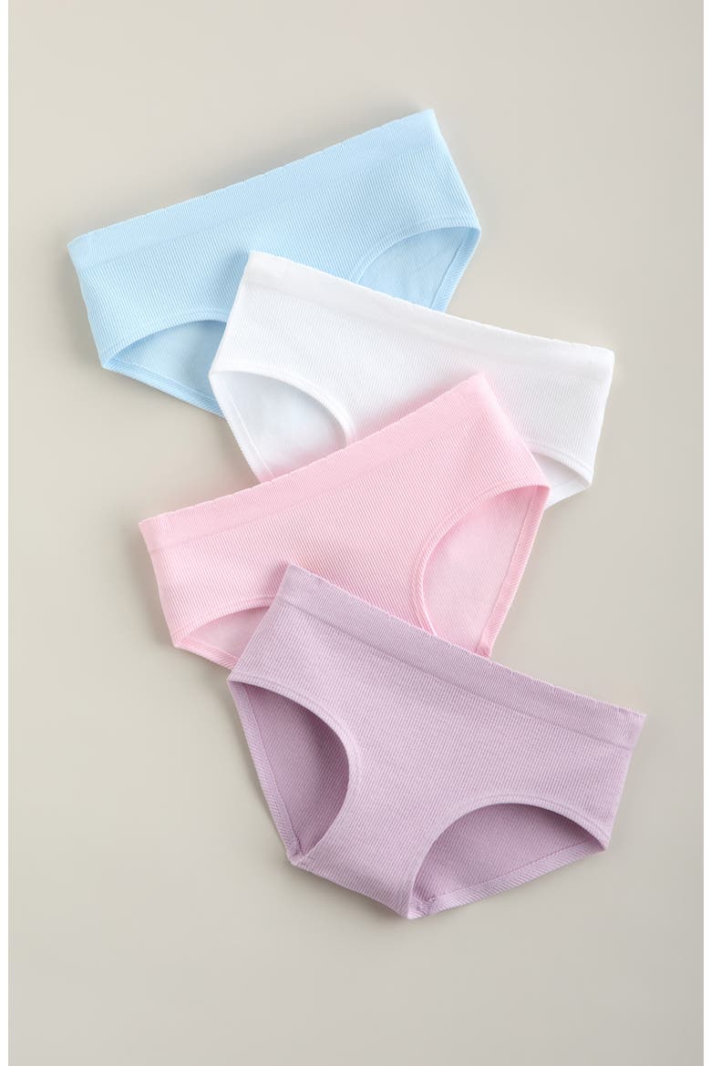 Kids' 4-Pack Seamless Rib Hipster Panties, Main, color, PASTELS PACK