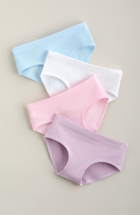 Kids' 4-Pack Seamless Rib Hipster Panties