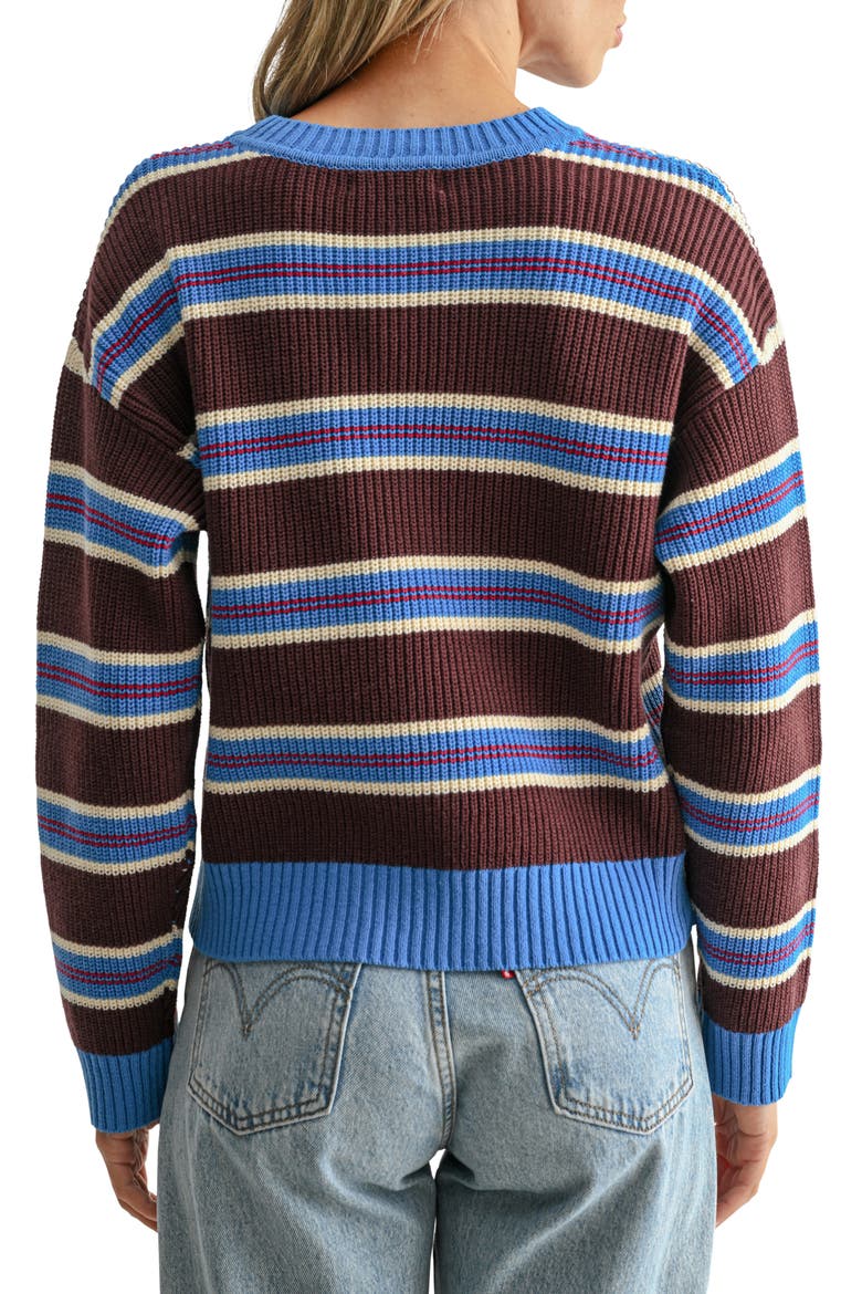 Stripe Crewneck Sweater, Alternate, color, BLUE BROWN STRIPE