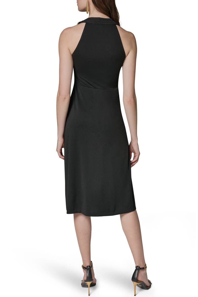 Cowl Neck Satin Midi Dress, Alternate, color, BLACK