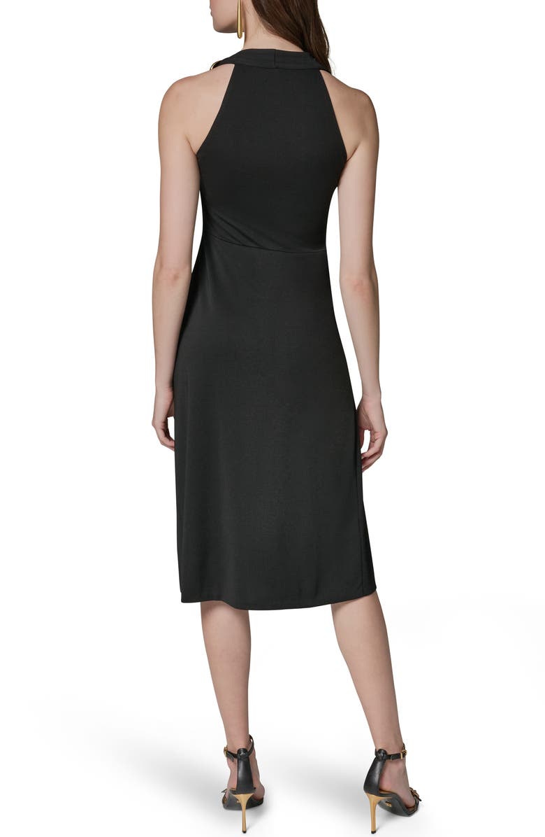 Donna Karan New York Cowl Neck Satin Midi Dress, Alternate, color, Black