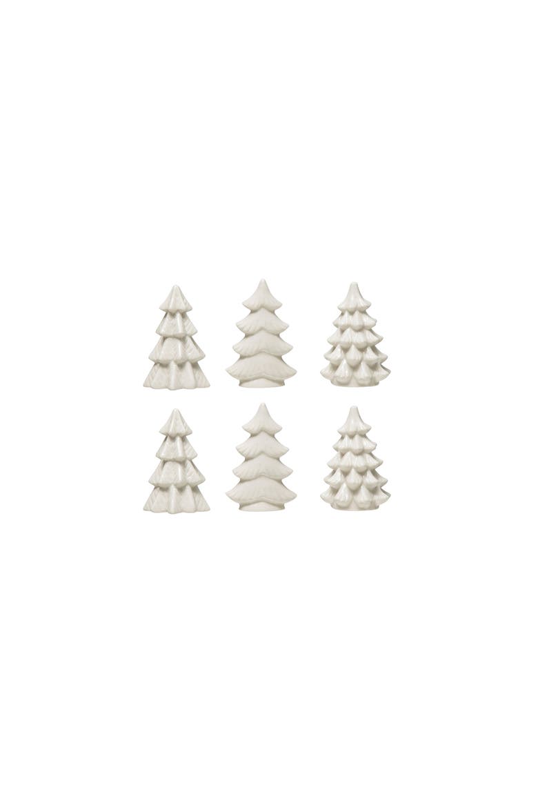 Stoneware Trees, White, Boxed Set of 6, Alternate, color, White