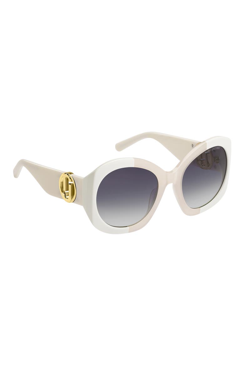 56mm Gradient Rectangular Sunglasses, Alternate, color, IVORY/ GREY SHADED BLUE