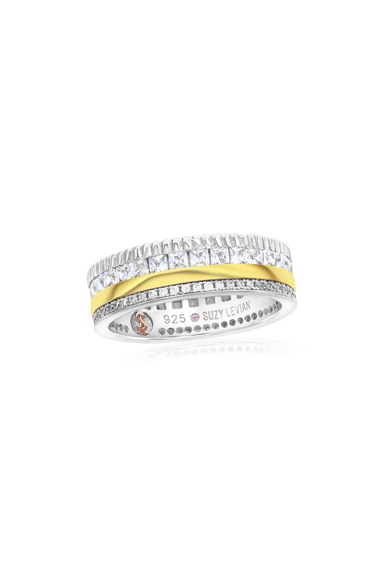 Two-Tone Cubic Zirconia Eternity Band Ring, Main, color, YELLOW