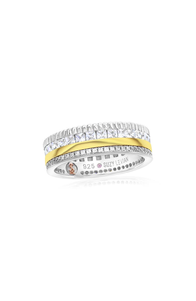 SUZY LEVIAN Two-Tone Cubic Zirconia Eternity Band Ring, Main, color, Yellow
