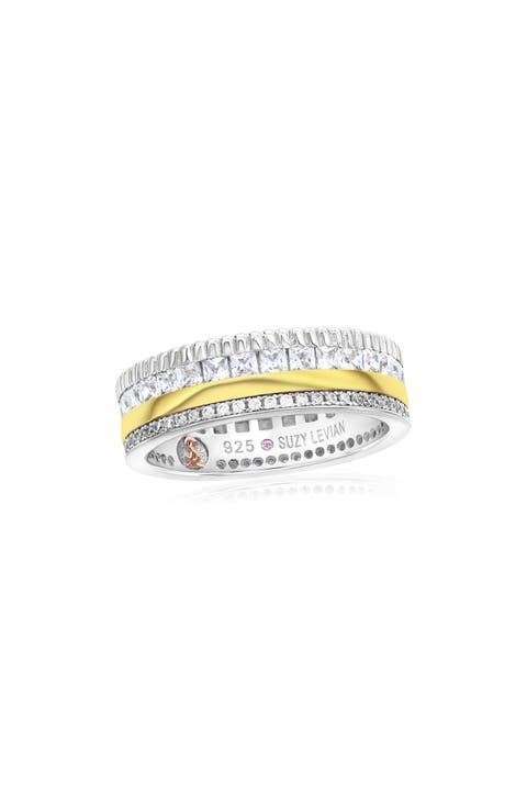 Two-Tone Cubic Zirconia Eternity Band Ring