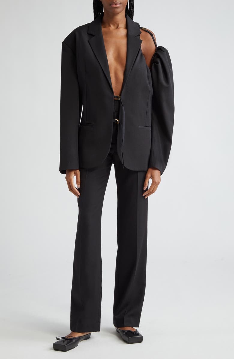 Jacquemus The Galliga Deconstructed Shoulder Virgin Wool Jacket, Alternate, color, 