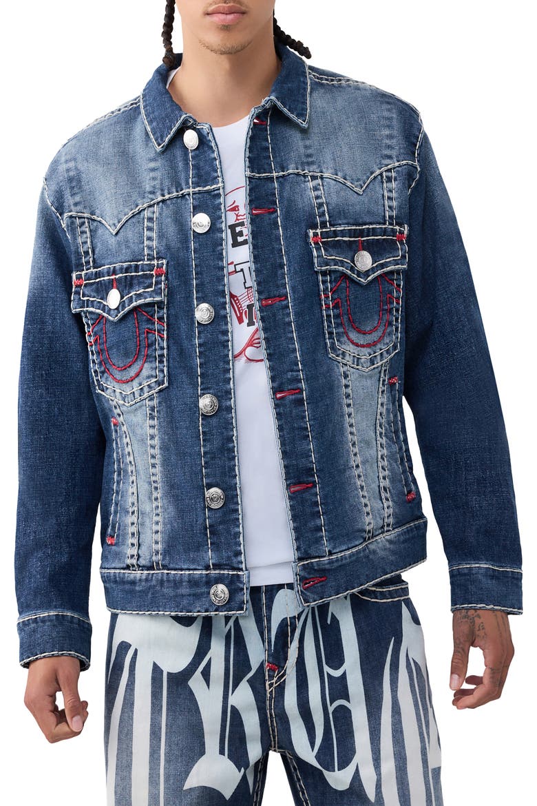 Jimmy Super T Oversize Button-Up Trucker Jacket, Main, color, NOCTURNE DRIVE DARK WASH