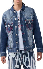 True Religion Jimmy Super T Oversize Button-Up Trucker Jacket
