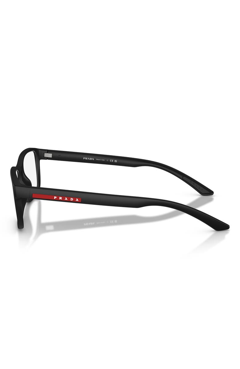 Prada Linea Rossa 53mm Pillow Optical Glasses, Alternate, color, Black Rubber