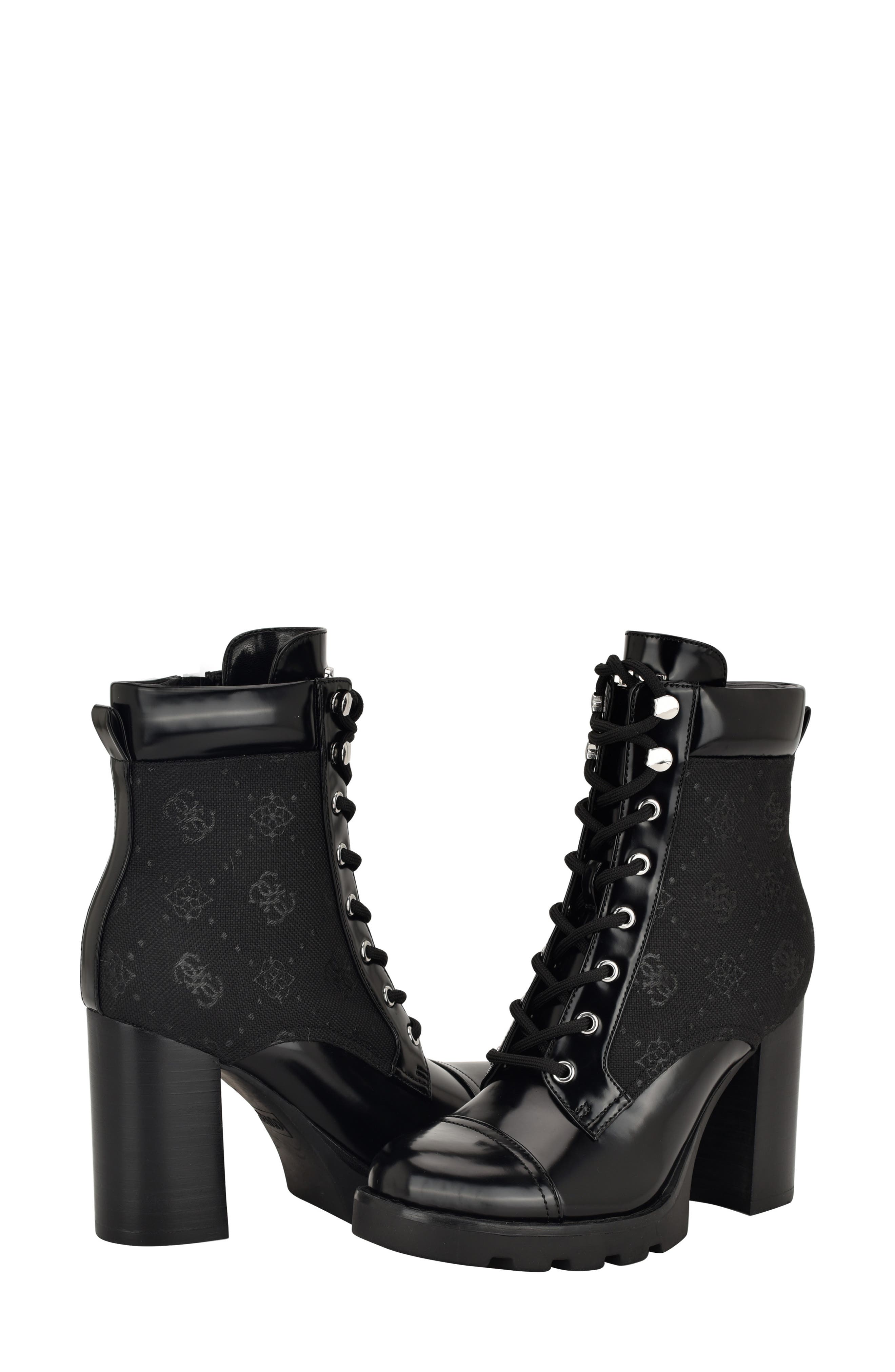 GUESS Nellsan Lug Sole Bootie, Alternate, color, Black