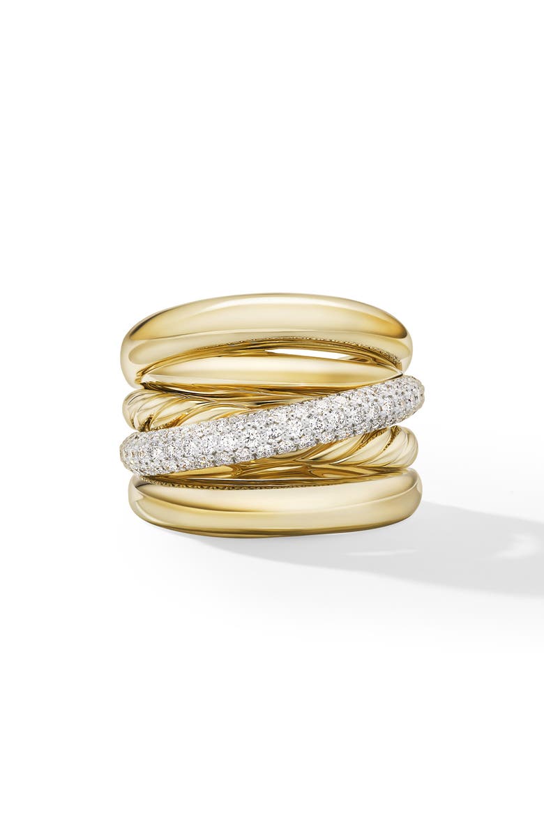 David Yurman Pavé Diamond Five Row Crossover Ring, Main, color,