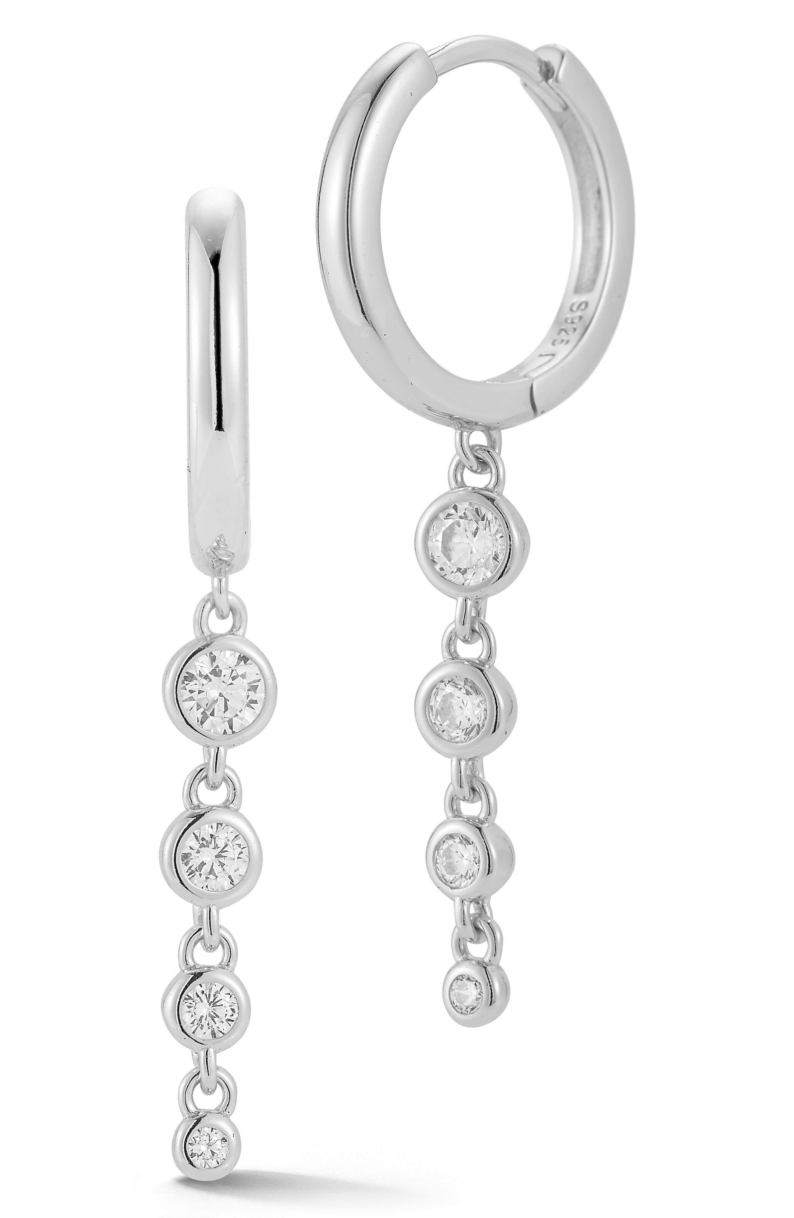 GLAZE JEWELRY Cubic Zirconia Drop Huggie Hoop Earrings