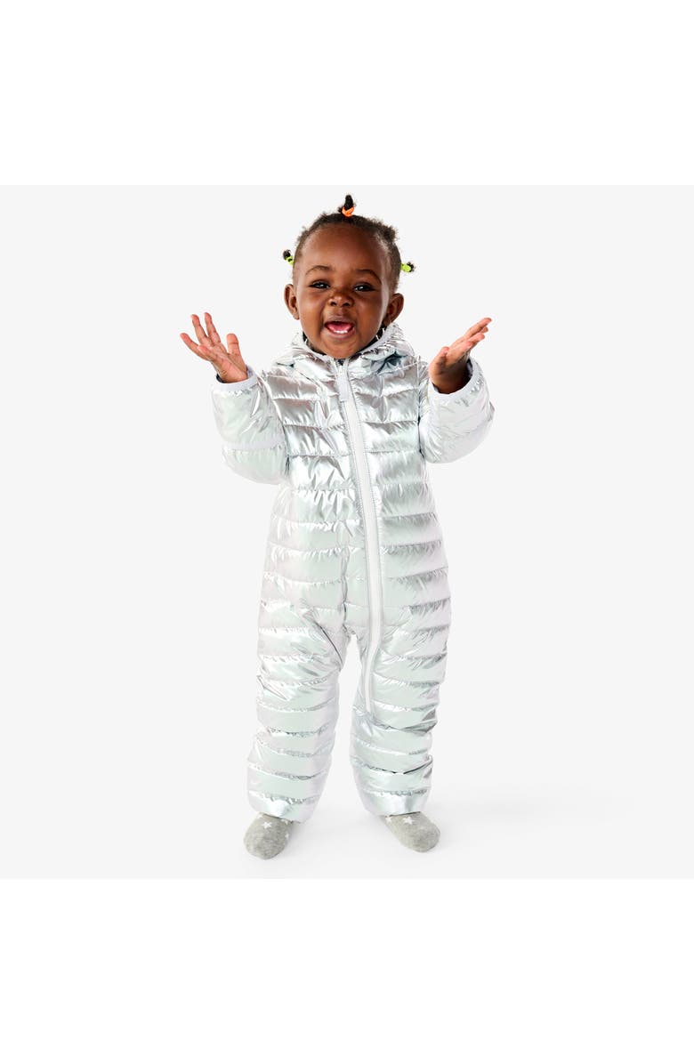 Primary Baby Lightweight Puffer Suit In Silver, Alternate, color, 