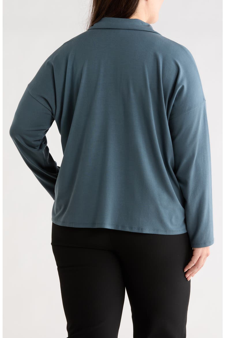 Boxy Henley Jersey Top, Alternate, color, EUCALYPTUS