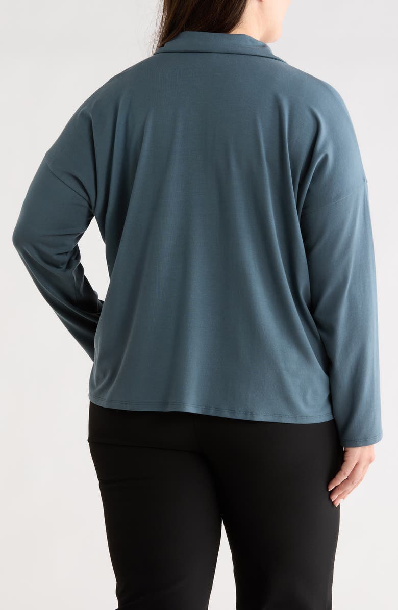 Eileen Fisher Boxy Henley Jersey Top, Alternate, color, Eucalyptus