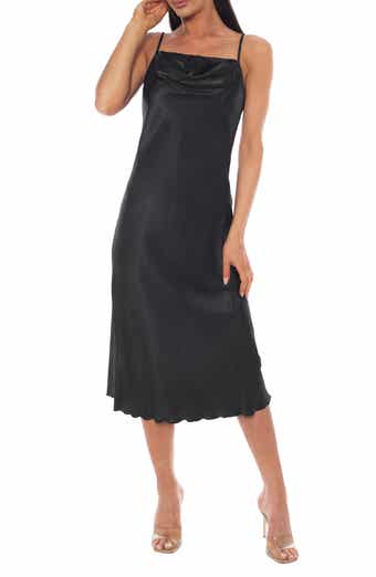 bebe Lace Trim Satin Slipdress