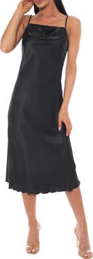 bebe Lace Trim Satin Slipdress