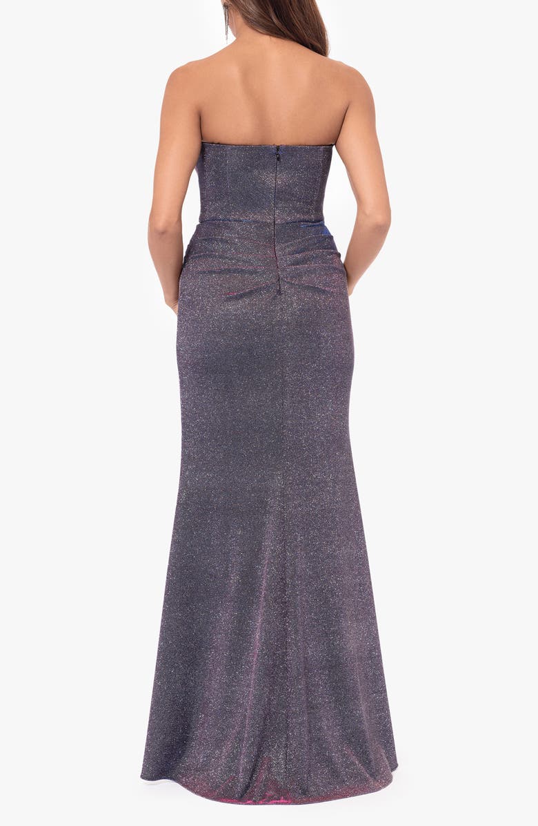 Xscape Evenings Galaxy Strapless Gown, Alternate, color, Black/ Silver/ Fuchsia
