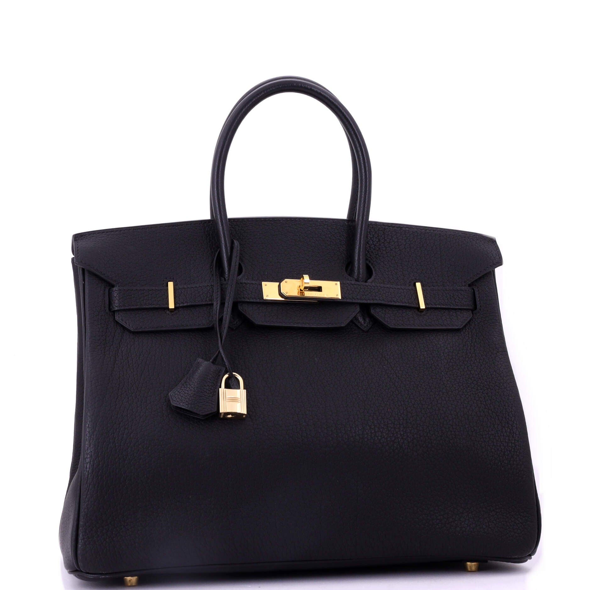 Pre-Owned Hermes Birkin Handbag Black Fjord with Gold Hardware 35, Alternate, color, 