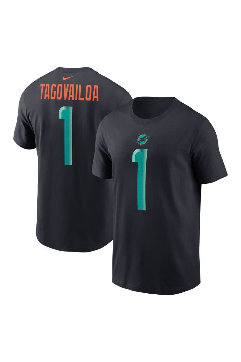 Men's Nike Tua Tagovailoa Pitch Blue Miami Dolphins 2025 Rivalries Collection Player Name & Number T-Shirt, Main, color, Navy