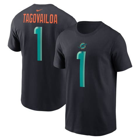 Men's Nike Tua Tagovailoa Pitch Blue Miami Dolphins 2025 Rivalries Collection Player Name & Number T-Shirt