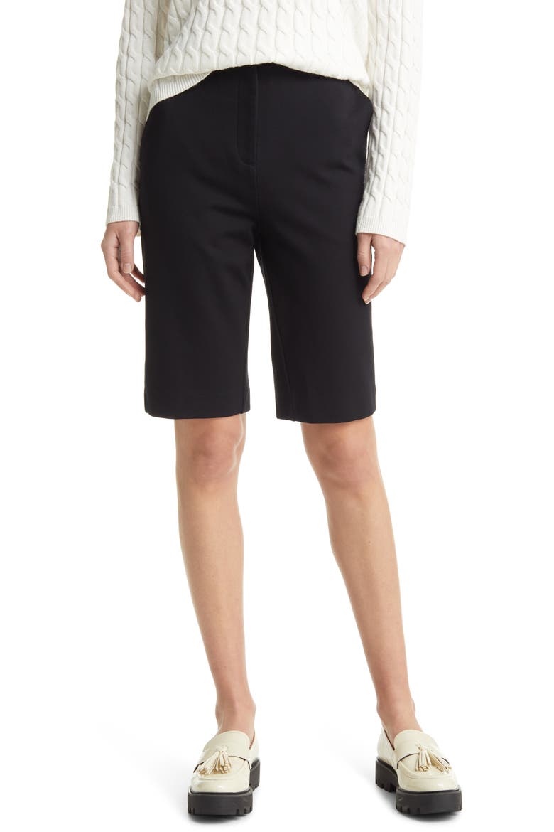 Longline Ponte Shorts, Main, color, BLACK