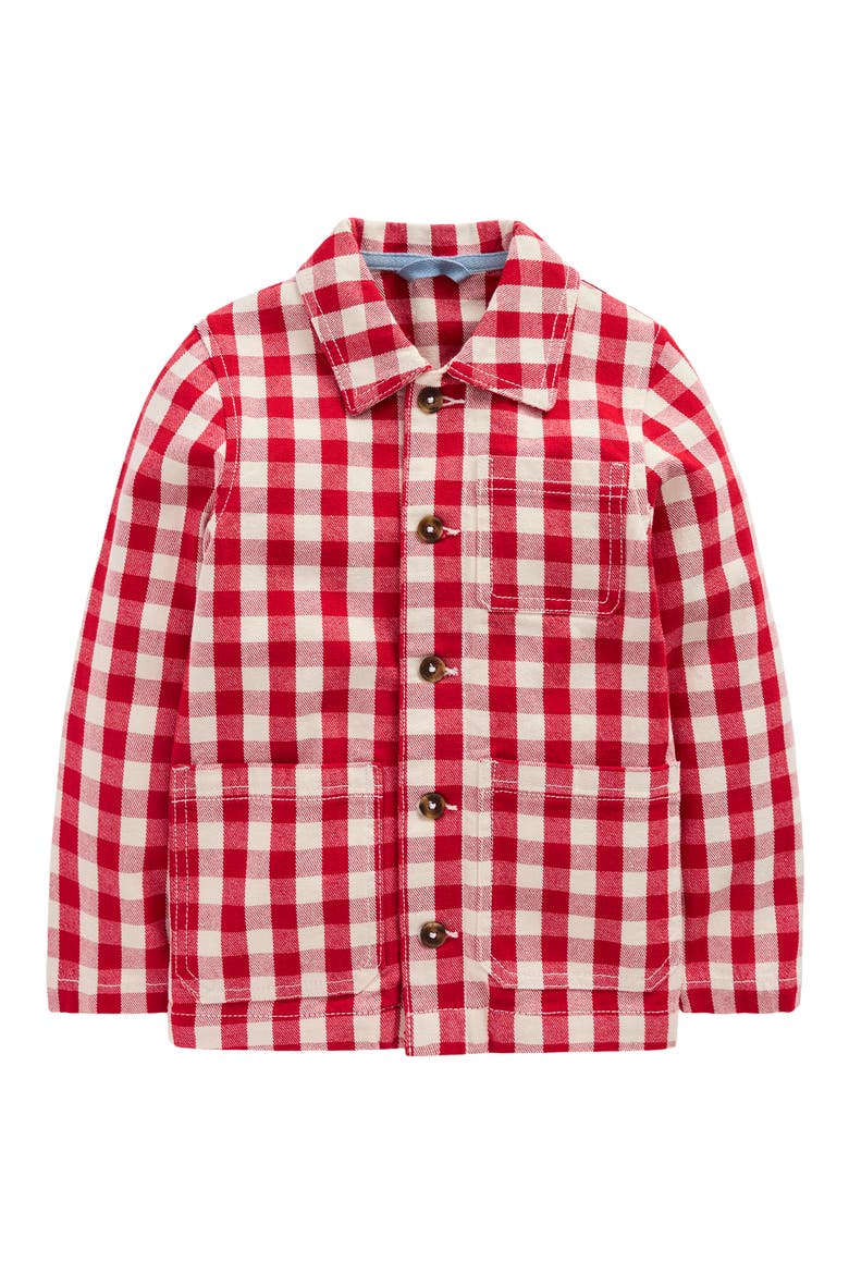 Kids' Gingham Canvas Chore Jacket, Main, color, RED GINGHAM
