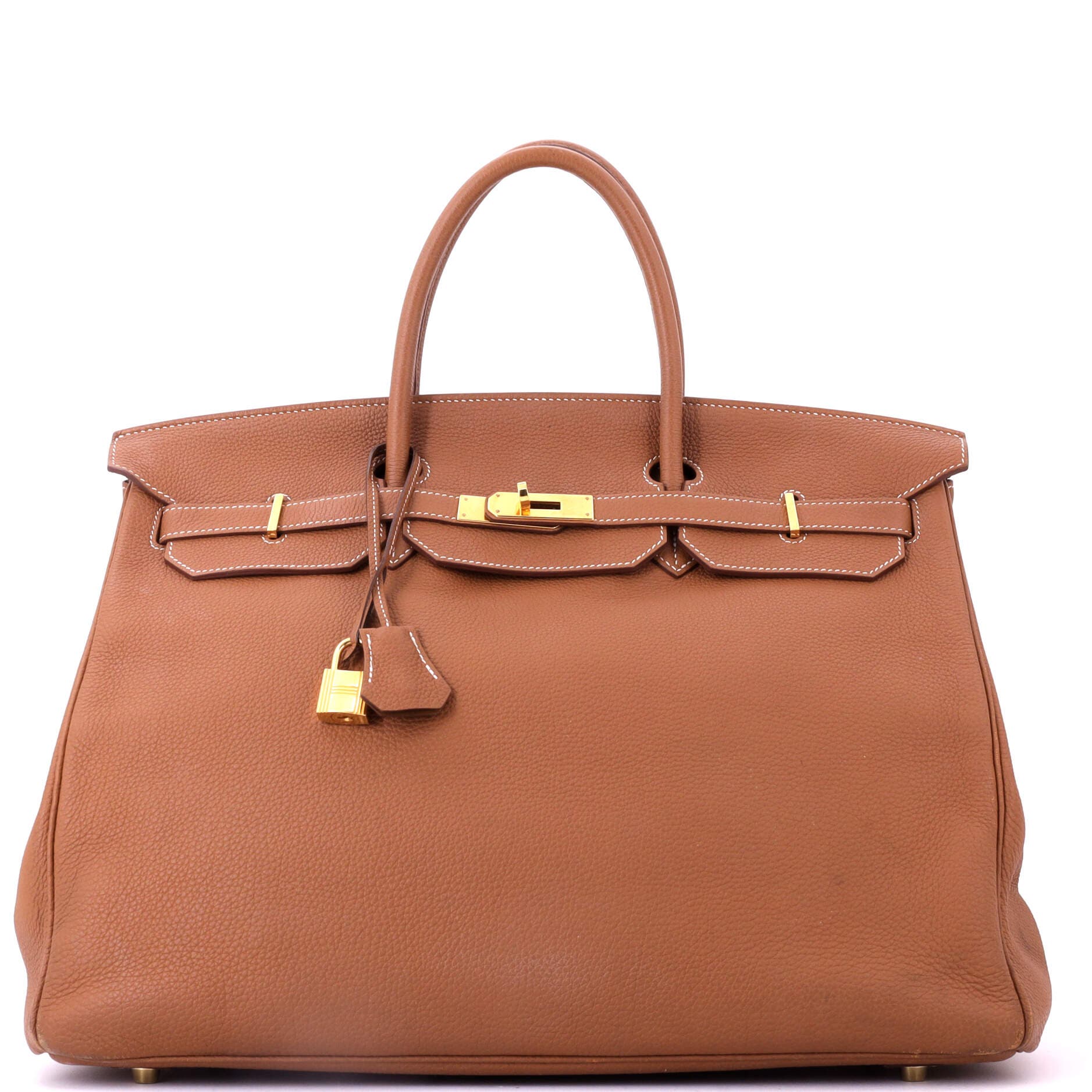 Pre-Owned Hermes Birkin Handbag Brown Togo with Gold Hardware 40, Main, color, Gold