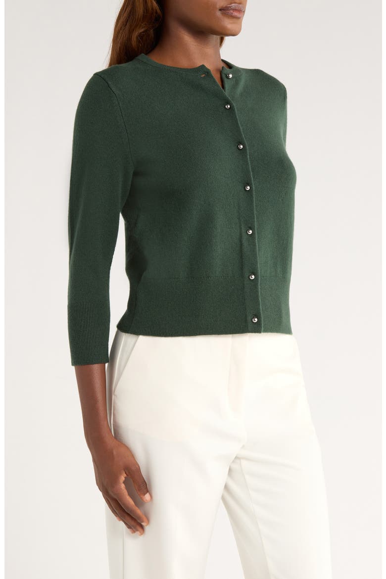 Wool & Cashmere Blend Cardigan, Alternate, color, FOREST