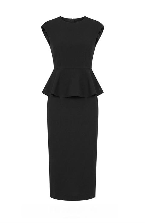 Sleeveless Peplum Top & Tailored Midi Skirt Set