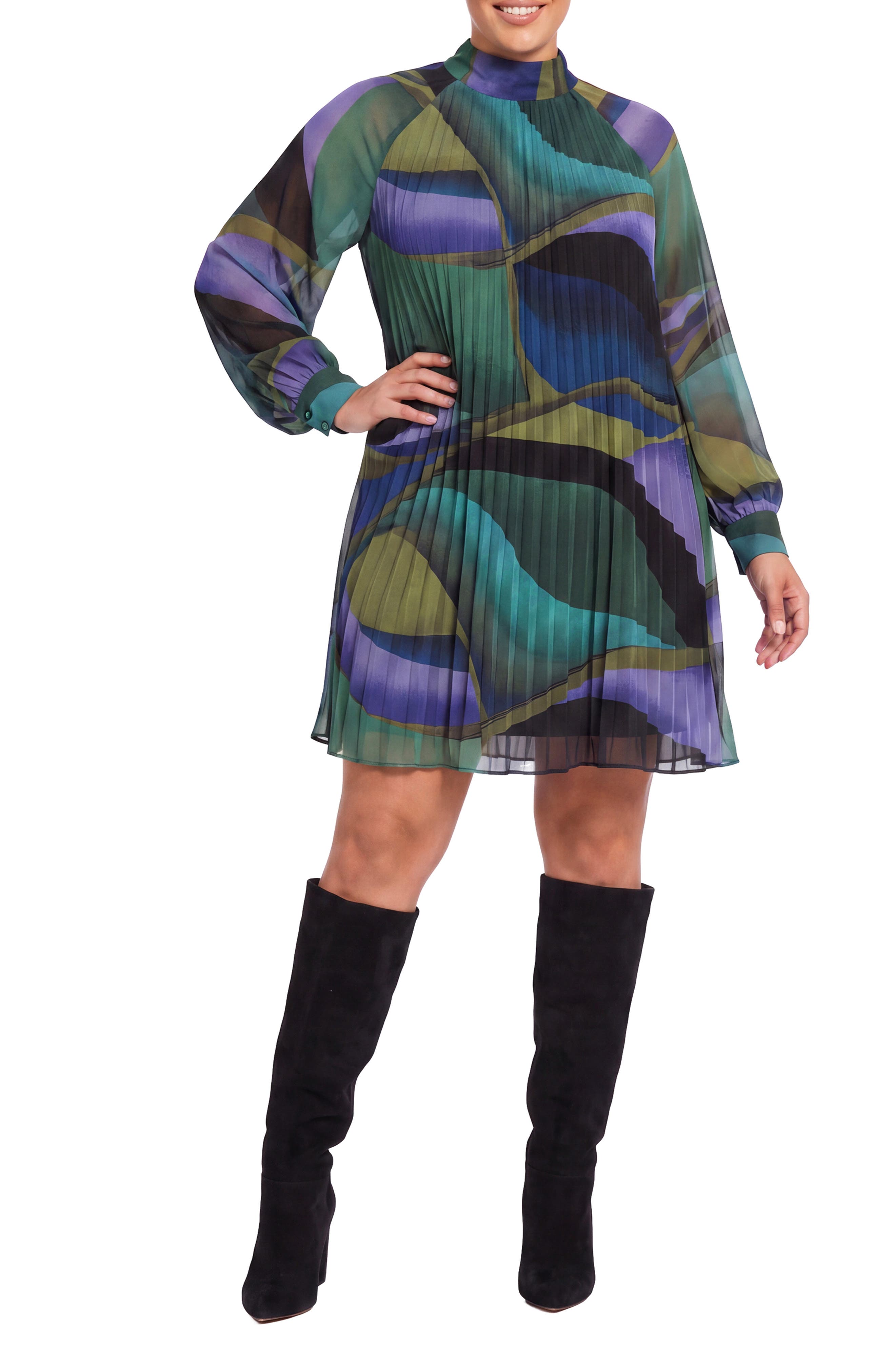 Pleated Tie Back Dress
