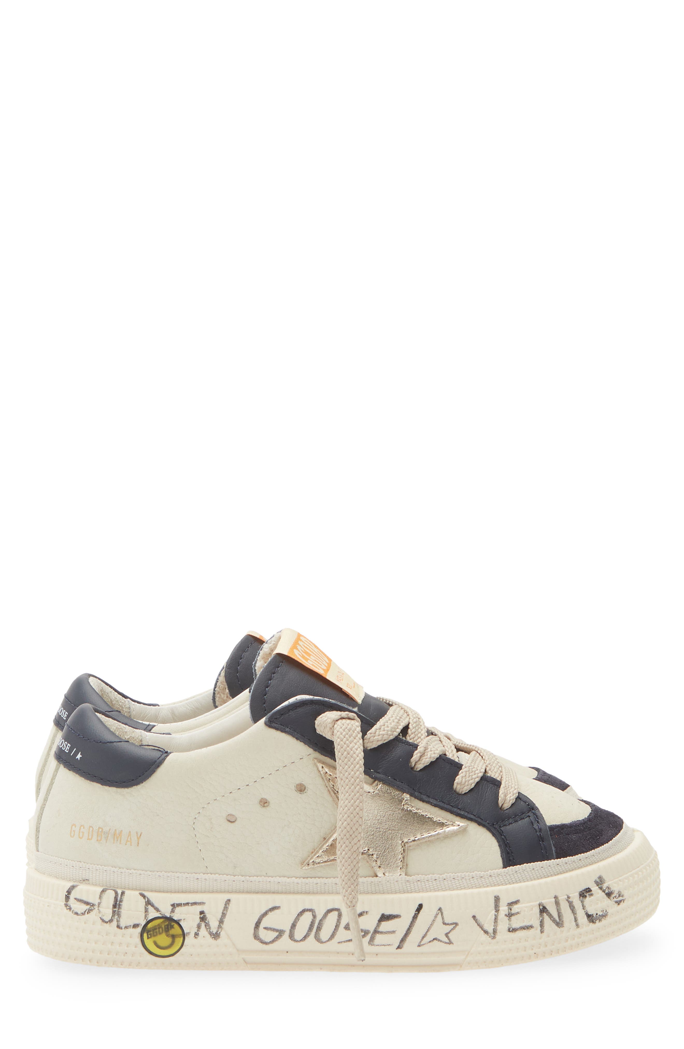 Golden Goose Kids' May Sneaker, Alternate, color, White/ Dark Blue/ Platinum