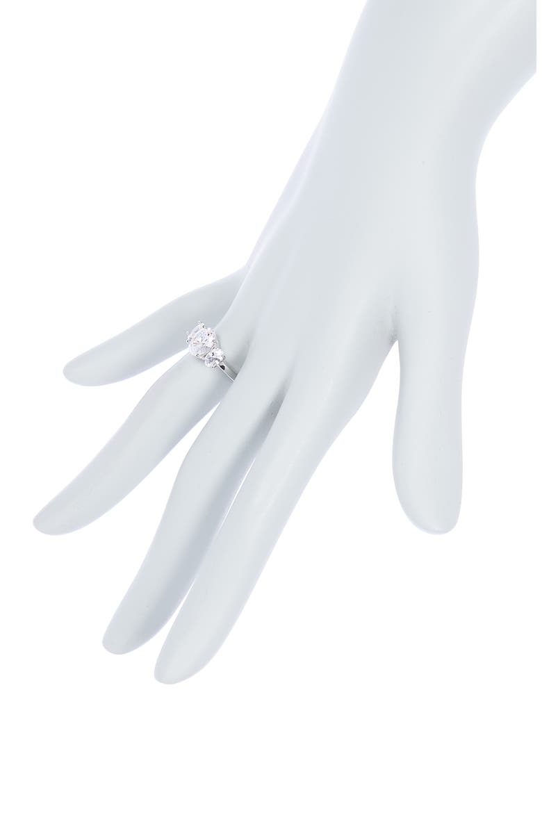 Sterling Silver Oval CZ 3-Stone Engagement Ring, Alternate, color, WHITE