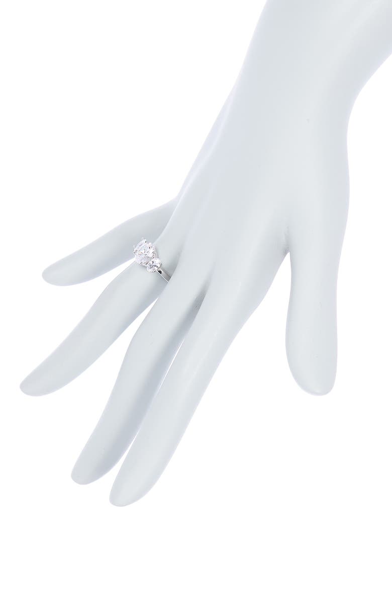 SUZY LEVIAN Sterling Silver Oval CZ 3-Stone Engagement Ring, Alternate, color, White