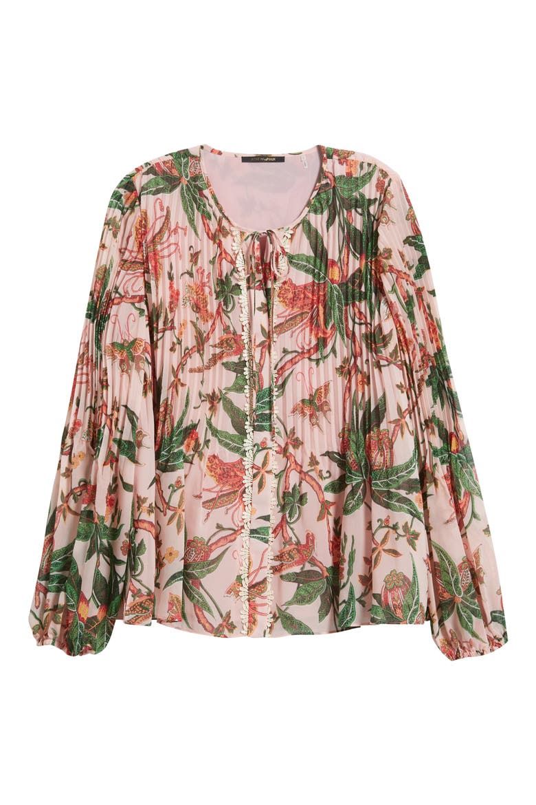 Helen Floral Pleated Top, Alternate, color, PEONY MULT